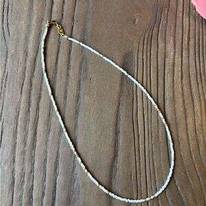 Chic Gold and White Beaded Necklace